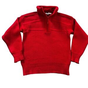 Vintage Obermeyer Stefan 100% Heavy Wool Quarter Zip Sweater Mens Medium  Red